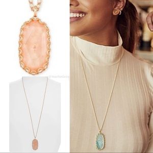 Kendra Scott Reid Macramé Pendant Necklace, Blush Wood Veneer, Rose Gold,NWT $98